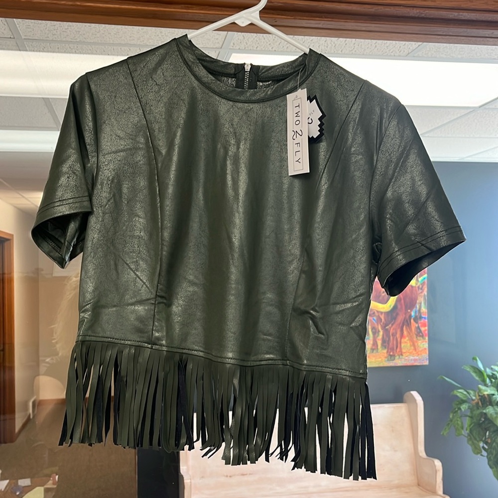 Boutique Agave fringe top